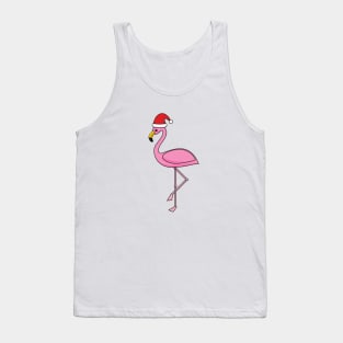 Christmas Flamingo with Santa Hat Tank Top